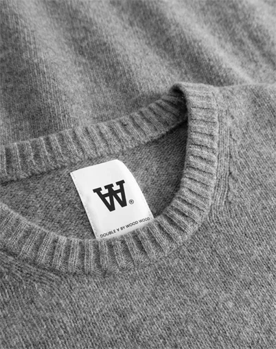Wood Wood - WWTal Crew Neck Strik - Grey Melange